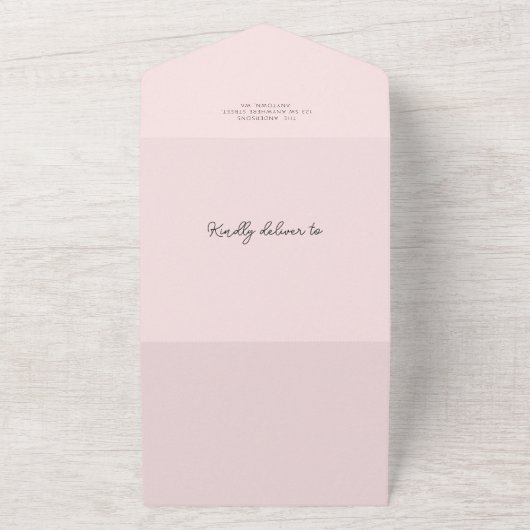 Hallo Roze Monogram Foto Geboorte aankondiging (Buitenkant)