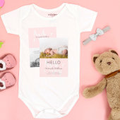 Hallo Roze Monogram Foto Geboorte aankondiging