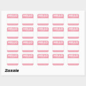 Hallo Roze "?" Naam Badge Bookplate Vierkante Sticker (Vel)