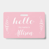 Hallo Roze of een aangepaste kleur Badge (Voorzijde)