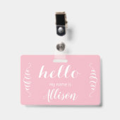 Hallo Roze of een aangepaste kleur Badge (Voorzijde met clip)
