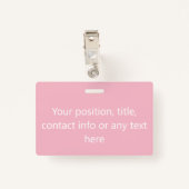 Hallo Roze of een aangepaste kleur Badge (Achterkant met clip)