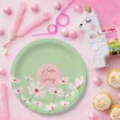 hallo roze rode kosmosbloemen papieren bordje (Feest)