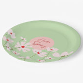 hallo roze rode kosmosbloemen papieren bordje (Gekanteld)