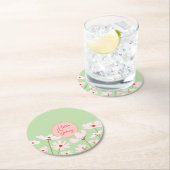 hallo roze rode kosmosbloemen ronde kartonnen onderzetter (Insitu)