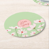 hallo roze rode kosmosbloemen ronde kartonnen onderzetter (Gebogen)