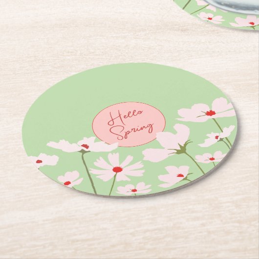 hallo roze rode kosmosbloemen ronde kartonnen onderzetter (Gebogen)