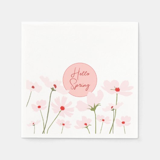 hallo roze rode kosmosbloemen servet (Voorkant)