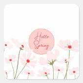 hallo roze rode kosmosbloemen vierkante sticker (Voorkant)