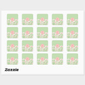 hallo roze rode kosmosbloemen vierkante sticker (Vel)