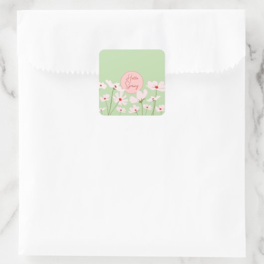 hallo roze rode kosmosbloemen vierkante sticker (Tas)