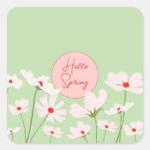 hallo roze rode kosmosbloemen vierkante sticker (Voorkant)