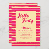 Hallo Roze Strepen Kleurrijk Kaart (Voorkant / Achterkant)