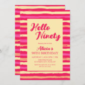 Hallo Roze Strepen Kleurrijk Kaart (Voorkant / Achterkant)
