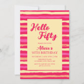 Hallo Roze Strepen Kleurrijk Kaart (Voorkant)