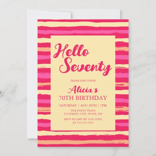 Hallo Roze Strepen Kleurrijk Kaart (Voorkant)