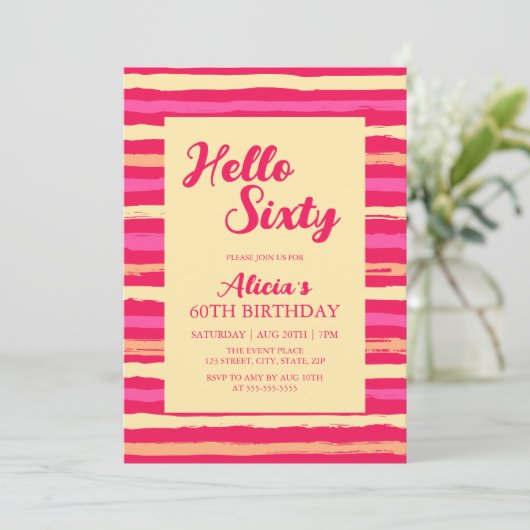 Hallo Roze Strepen Kleurrijk Kaart (Staand voorkant)