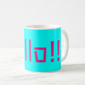 Hallo roze turkoois koffiemok (Voorkant rechts)