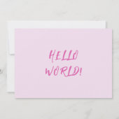 Hallo Roze Wereld Meisje Geboorteaankondiging Aankondiging (Achterkant)