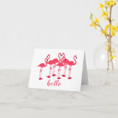 Hallo Roze zwerm flamingo's "Zwarte" noot Kaart (Gele Bloem)