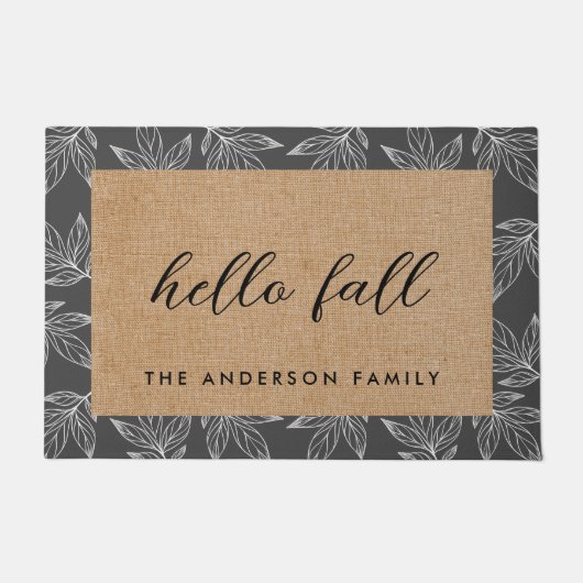 Hallo Rustic Foliage Herfst familienaam Deurmat (Voorkant)