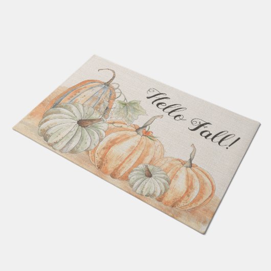 Hallo Rustiek Herfst Waterverf Pompoen Deurmat (Schuin)