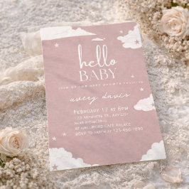 Hallo Rustiek Roze baby cloud baby shower Kaart