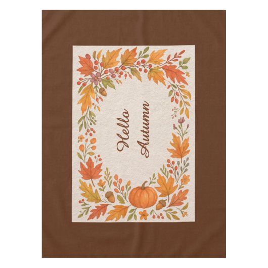 hallo rustieke houten & hygge bladeren tafelkleed (Voorkant)