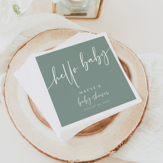 Hallo Sage Green Baby shower Papieren servetten Mo