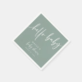 Hallo Sage Green Baby shower Papieren servetten Mo (Hoek)