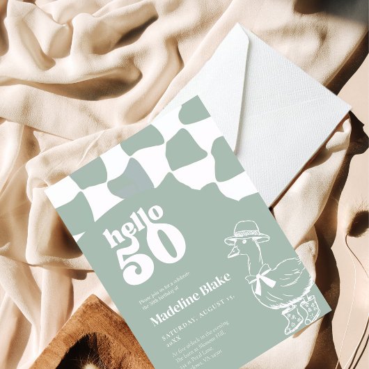 Hallo Sage Green Goose 50ste verjaardag Kaart