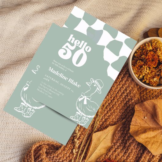 Hallo Sage Green Goose 50ste verjaardag Kaart