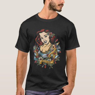 Hallo Sailor Cool Pinup Retro Tattoo Stijl T-shirt