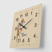 hallo Sailor Pin Up Girl Vierkante Klok (Hoek)