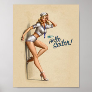 hallo Sailor Pin-Up Poster