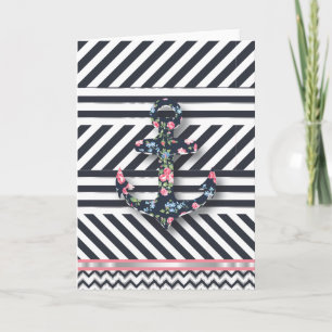 hallo Sailor. Retro Nautical Floral Anchor Kaart