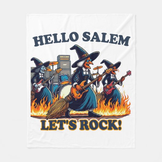 Hallo Salem Massachusetts Witch Rock Band Fleece Deken (Voorkant)