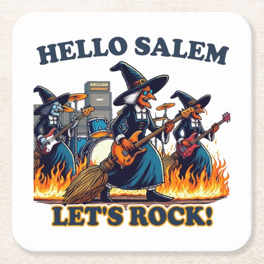 Hallo Salem Massachusetts Witch Rock Band Kartonnen Onderzetters (Voorkant)