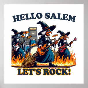 Hallo Salem Massachusetts Witch Rock Band Poster