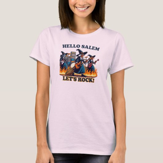 Hallo Salem Massachusetts Witch Rock Band T-shirt (Voorkant)