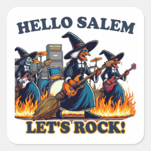 Hallo Salem Massachusetts Witch Rock Band Vierkante Sticker