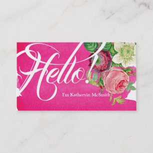 hallo Salutaties Roze Waterverf Botany Visitekaartje