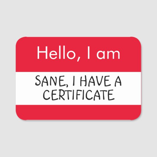 hallo... Sane, ik heb een certificaat Naamplaatje (Voorkant)