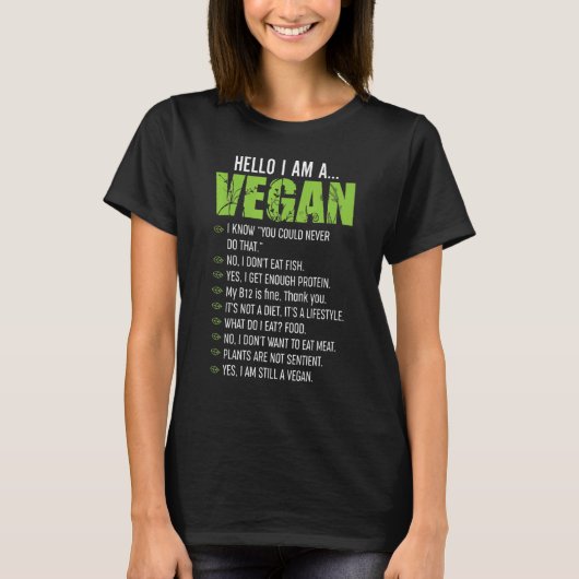 Hallo Sarcastisch Vegetarisch T-shirt (Voorkant)
