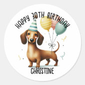 hallo Sausage Dog teckel hondenliefhebber verjaard Ronde Sticker (Voorkant)