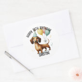 hallo Sausage Dog teckel hondenliefhebber verjaard Ronde Sticker (Envelop)