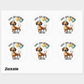 hallo Sausage Dog teckel hondenliefhebber verjaard Ronde Sticker (Vel)