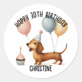 hallo Sausage Dog teckel hondenliefhebber verjaard Ronde Sticker (Voorkant)