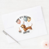 hallo Sausage Dog teckel hondenliefhebber verjaard Ronde Sticker (Envelop)
