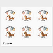 hallo Sausage Dog teckel hondenliefhebber verjaard Ronde Sticker (Vel)